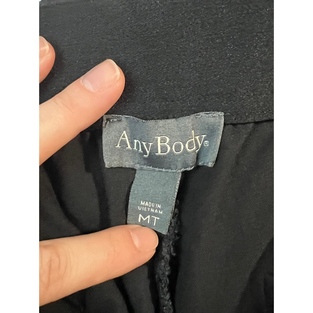 Any Body Women's Black Wide Leg Crop Capri Pant's Size Medium Tall Cotton Rayon - Picture 7 of 8